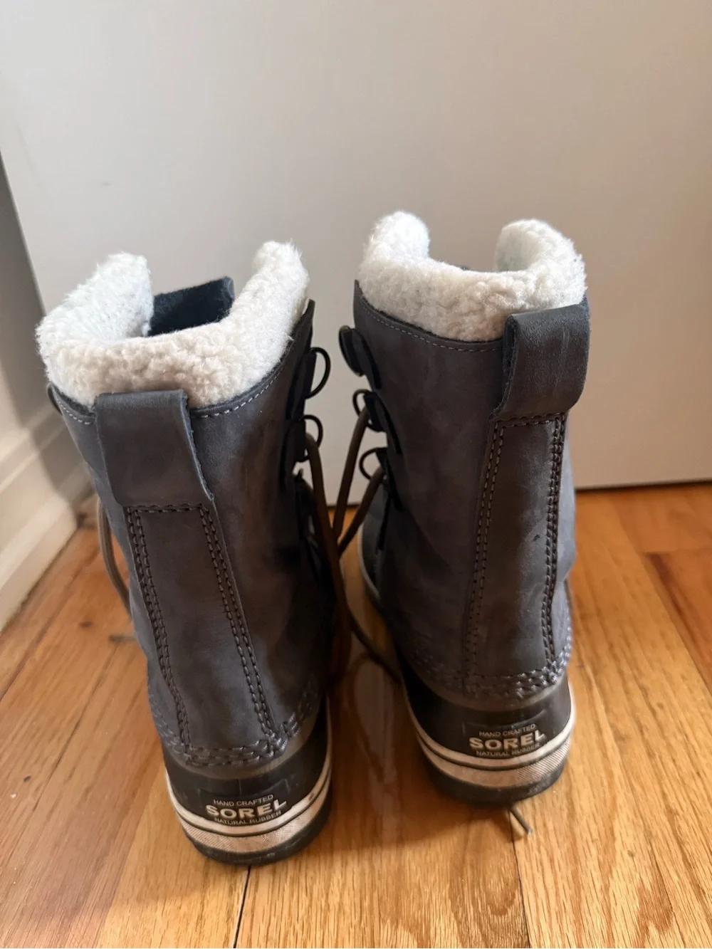Sorel Women's Black and Brown Winter Rain Boots with Cream Lining